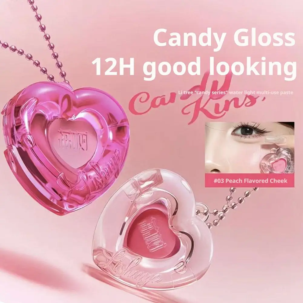 كريم أحمر الخدود متعدد الاستخدام كاندي Gloss12H ذو مظهر جيد على شكل قلب أحادي اللون أحمر الخدود الخوخ هامي البطيخ نكهة التفاح لاتيه مكياج وجه يدوم طويلاً #2