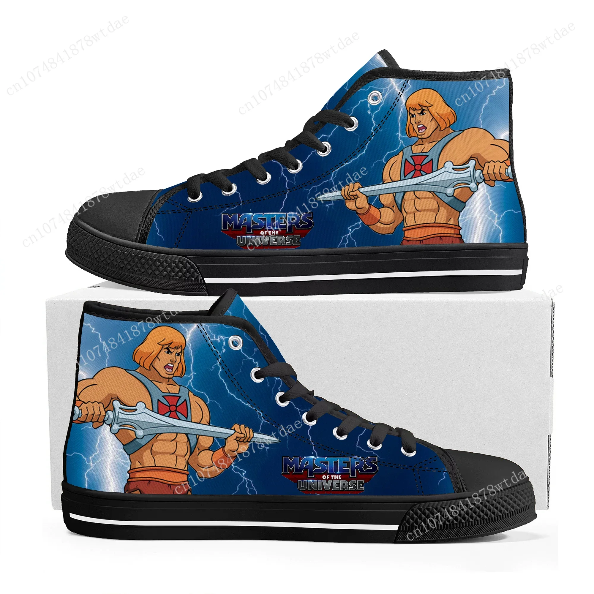 Cartoon He-Man Masters Of The Universe High Top Sneakers Men Women Teenager High Quality Canvas Sneaker Casual Custom Made Shoes