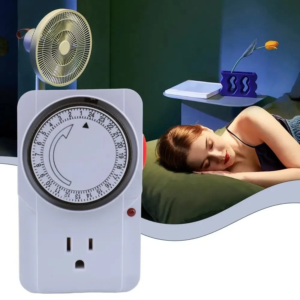 2/3-Pin Plug Energy Saving Timer Socket Energy Efficient 15 Minutes Intervals 24 Hour Segment Timer High Power Support