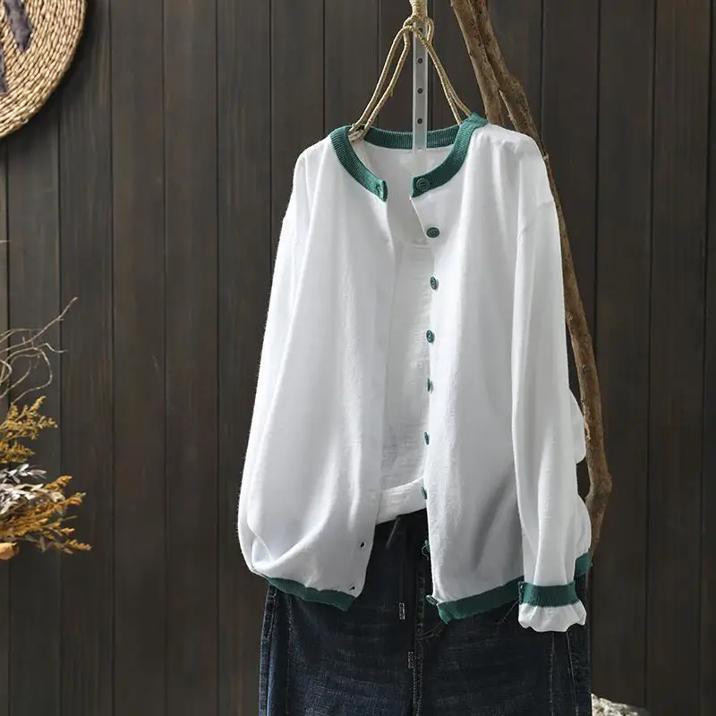 2026 Spring New Knitted Sweater Women Thin Design Loose and Casual Temperament Versatile Air-conditioned Room, Sunscreen Clothes
