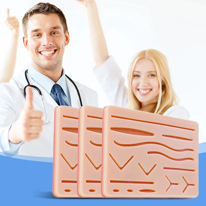 Silicone Suture Training Skin Pad Kit, Reusable Surgical Wound Simulation Skin for Medical Student Traumatic Suture Practice