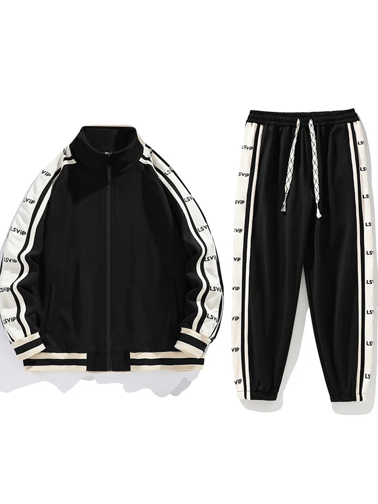 

Новый осенне-зимний повседневный комплект: свитшот с длинным рукавом и спортивные свободные брюки для мужчин, парный комплект из двух предметов, 100% полиэстер