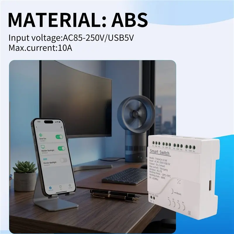 B04C-Tuya Smart Switch 4G LTE Relay With RF 433Mhz Smart GSM Switch APP Wireless Control 4G 4CH Remove Controller