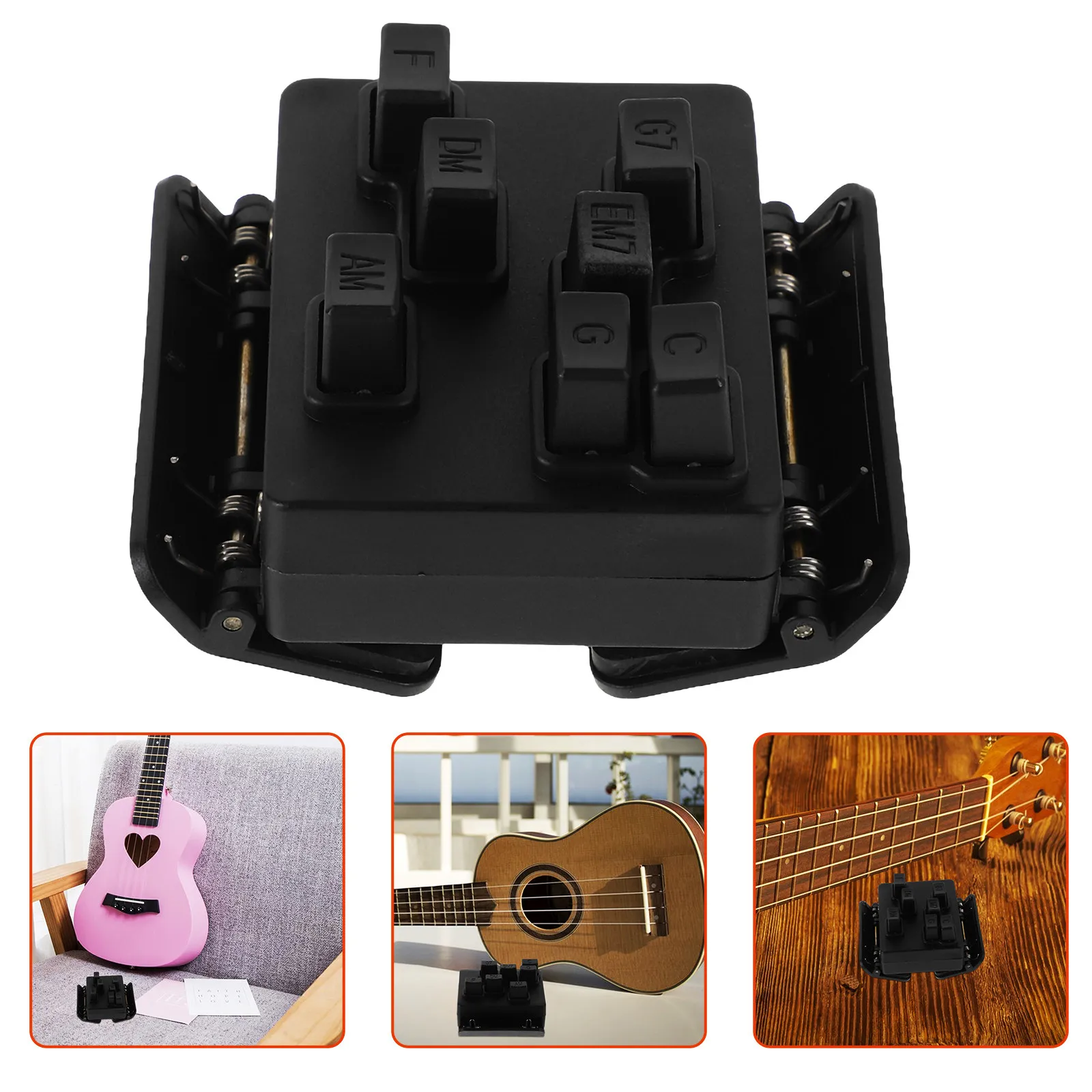 Ukulele Chord Trainer Portable Black Lightweight for Beginners Chord Assistance Correct String Pressing Tuning Aid Practice