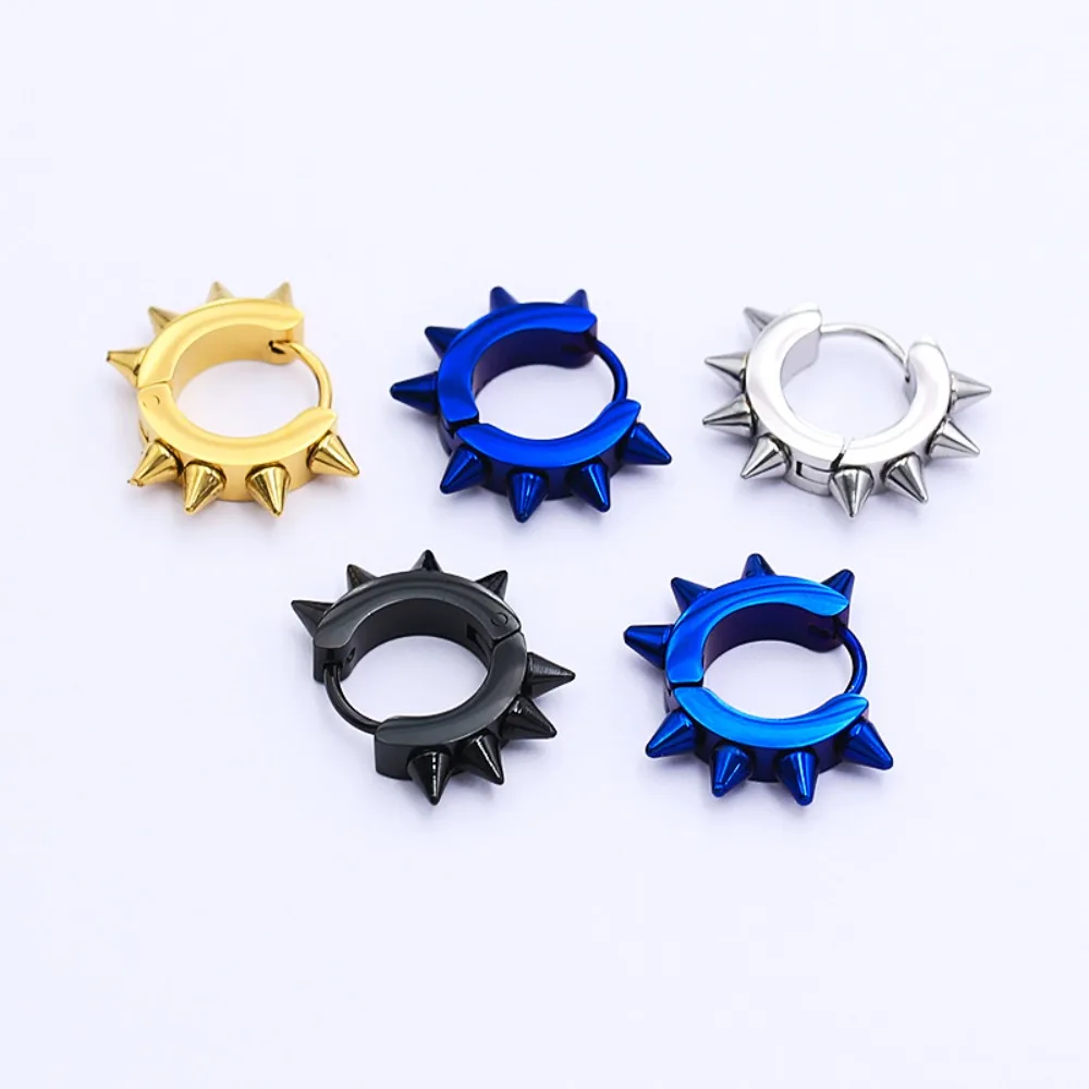Pendientes de una sola pieza, de acero inoxidable de grado médico, para hombre, estilo punk, con forma de hoja octogonal y ganchos para las orejas. Joyería de moda para hombres, accesorio popular para mujeres. Sencillo y elegante, de baja sensibilidad, no se desvanece fácilmente, ideal para viajes y reuniones.