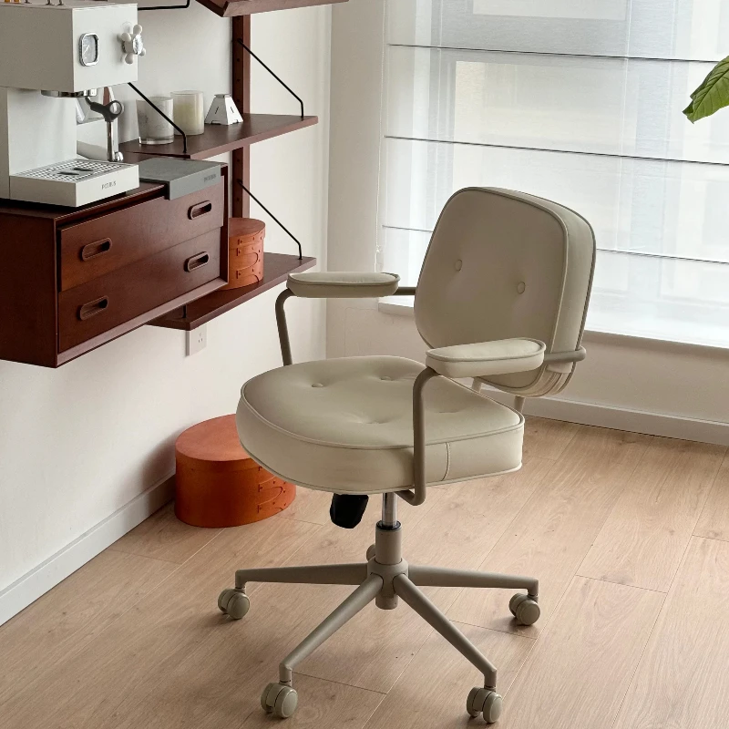 Nordic light luxury office sedentary comfortable computer chair rotatable lifting study chair home cream style office chair