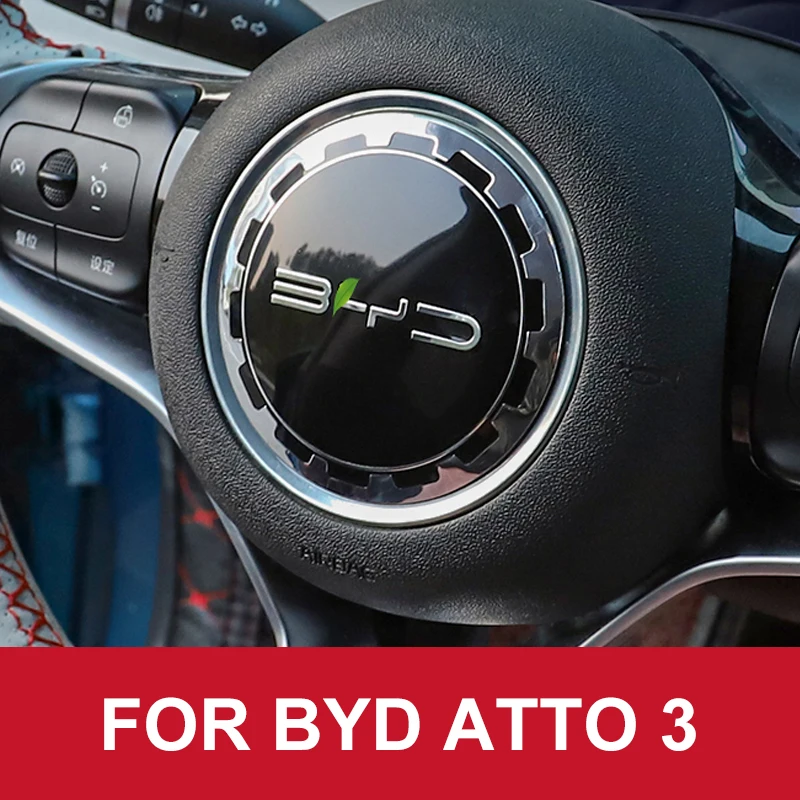 For BYD Atto 3 2022 2023 Steering Wheel Logo Sticker Modified Round Steering Wheel Logo Interior Sticker