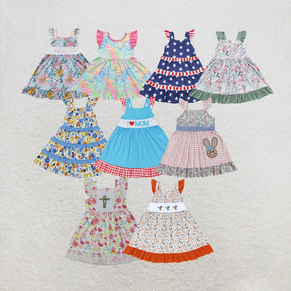 

Baby Girls Green Floral Knee Length Dresses