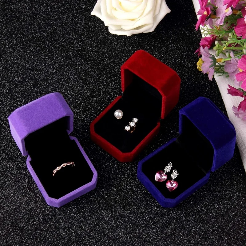 Luxury Velvet Jewelry Box Multi-Functional Ring Earring Jewelry Display Box Perfect Wedding Valentine's Day Mother's Day Gift Bo