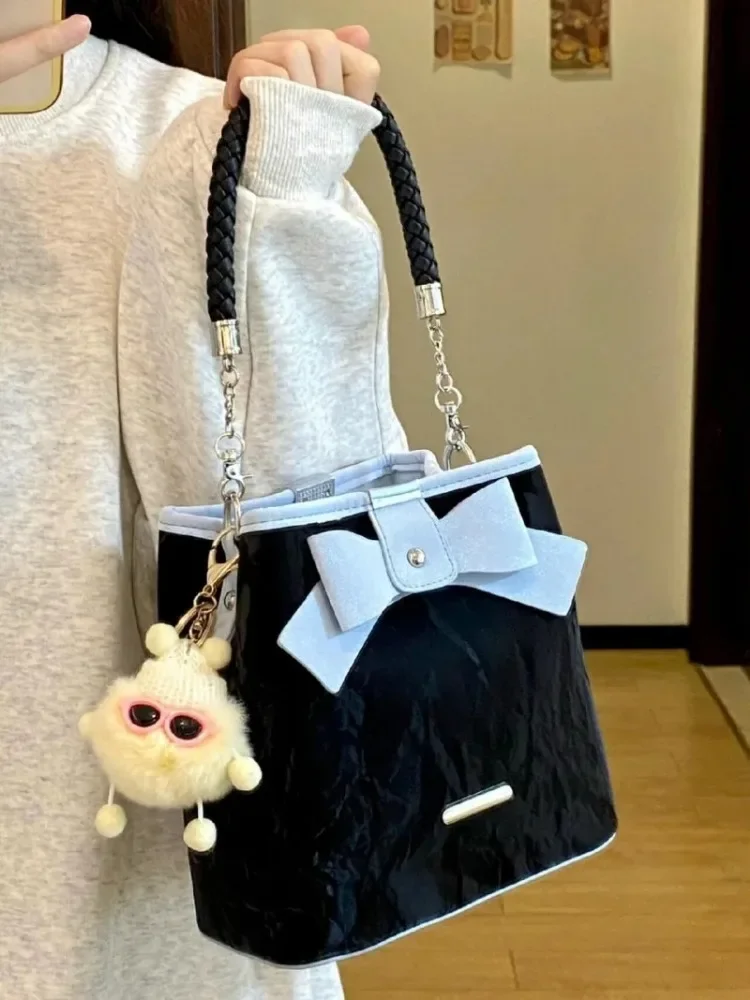 Fashion Summer Sweet Bow Shoulder Underarm Bags Niche Design Female Crossbody Bags Women's High Quality Top Handle Bucket Bags