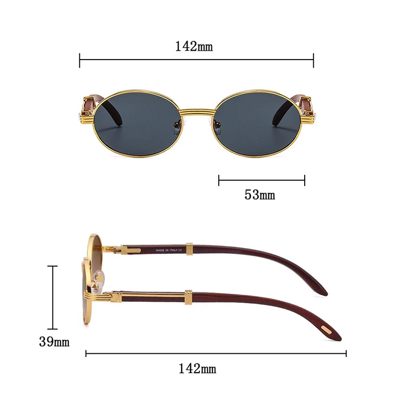 Oval Sunglasses Women 2024 Trendy Designer Wooden Sunglasses Men Luxury Fashion Glasses Vintage Lentes De Sol Mujer Zonnebril