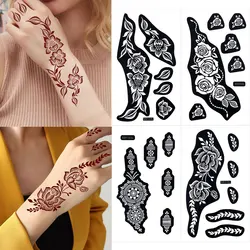 2pcs Flower Tattoo Stencils for Hand Henna Tattoo Templates for Women Wedding Festival Hand and Fingers Body Art Decoration