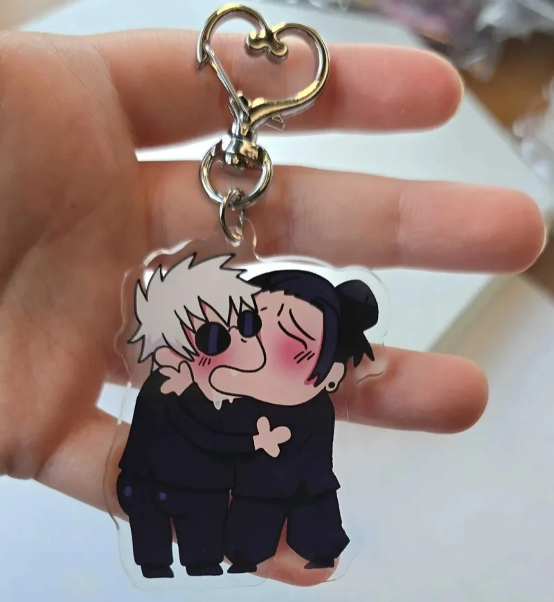 Japanese Anime SatoSugu Kissing Acrylic Keychain Kawaii Cartoon Figure Pendant Bag Backpack Charm Gift for Anime Fans Friends