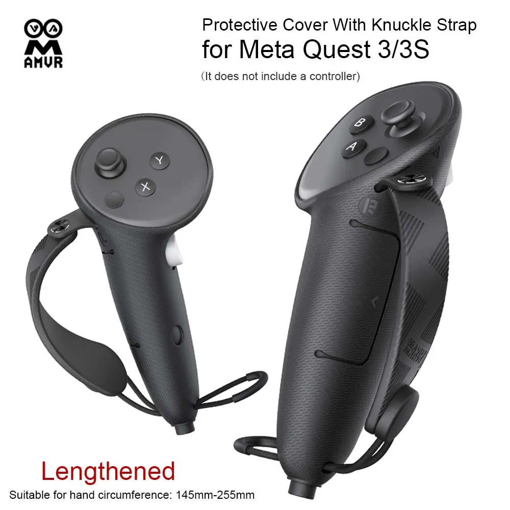 

AMVR Lengthened Protective Cover With Knuckle Strap for Meta Quest 3/3S Controller Grips Handle Protector Fixing Band