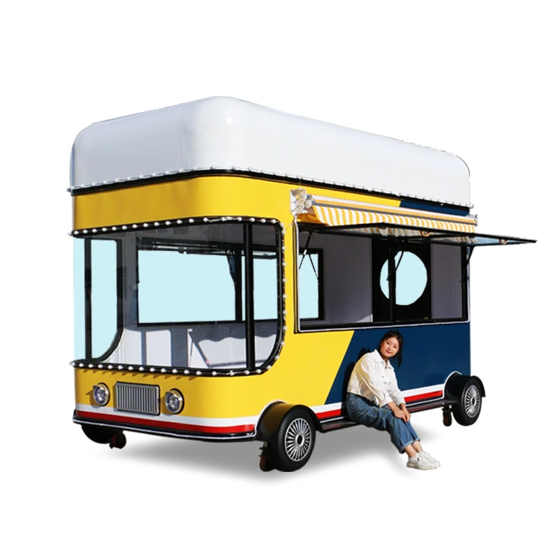 Internet celebrity lemon tea ice cream dining car scenic commercial electric four-wheel milk tea cold drink car stall dedicated