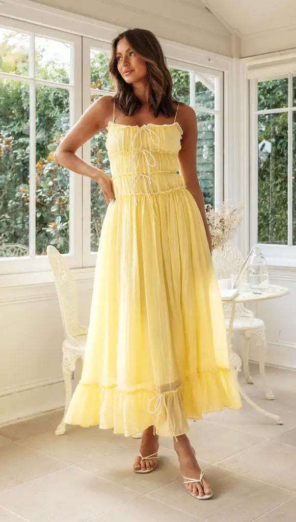 

Sweet Lace Trim High Waist Maxi Dress Long Elegant Gown Cross-Border Women's Fashion Strapless Fairy Tale Dress Polyester 100%
