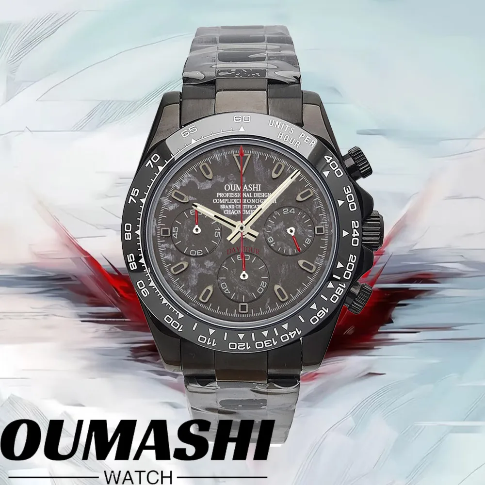 

ЧАСЫ VK63 Роскошные кварцевые часы с хронографом 39 мм для мужчин VK Series 63 Спортивное сапфировое стекло Метеоритный циферблат Керамический безель