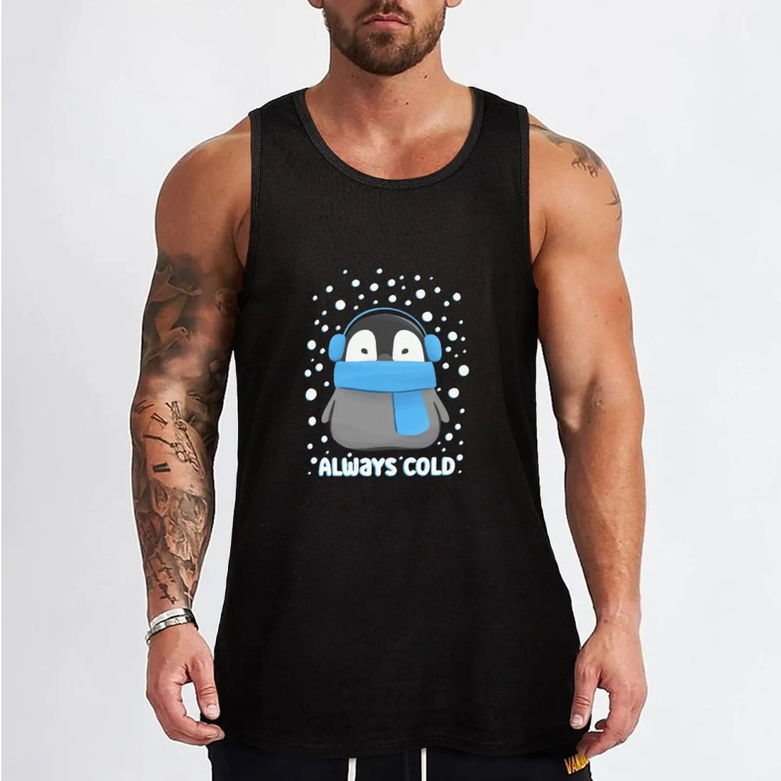 Always Cold - Cute Freezing Baby Penguin Tank Top training weight vest Men's singlets Men gym sportswear