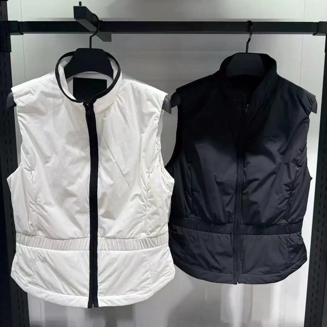 Autumn Winter Women Golf Padded Vest Warm Waist Slimming Fluffy Not Bulky Casual Sports Gilet