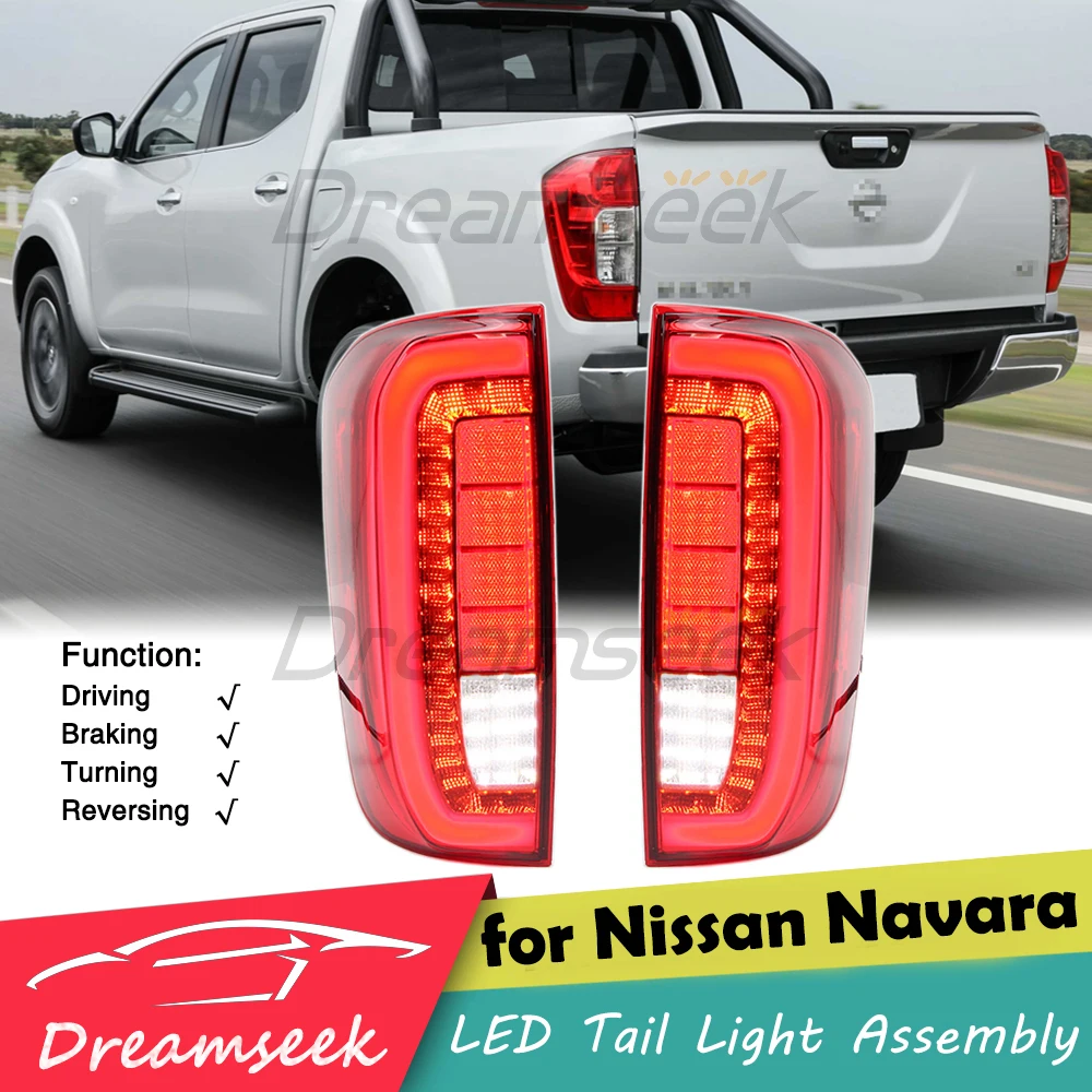 Red Lens LED Rear Tail Light Assembly For Nissan NP300 Navara 2015-2023 Brake Reversing Lamp W/ Dynamic Sequential Turn Signal