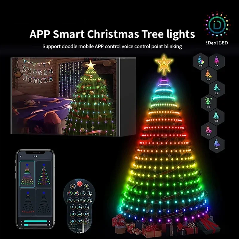7.87FT 400LEDs Christmas Tree Lights Smart RGB LED String Lights IP68 Holiday Decoration for Indoor Outdoor Tree APP Control