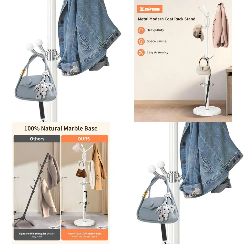 

Современная мраморная подставка для одежды с 10 крючками и держателем для зонта, белая отдельно стоящая стойка для шляп, сумок, прихожей, офиса