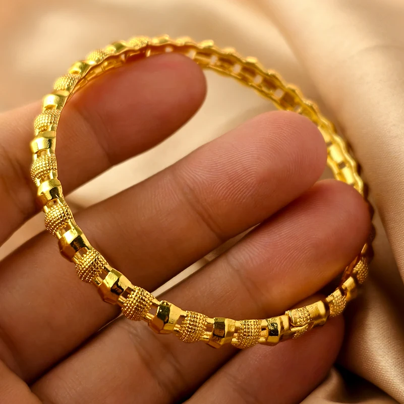 

Turkish Gold Color Bangles for Women Girls Arabic Copper Bridal Gifts Muslim Ethnic Wedding Bracelets Jewelry Bijoux Women