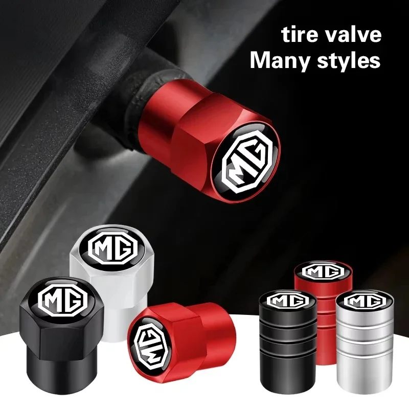 4Pcs Aluminum Alloy Car Wheel Air Valve Stem Covers for MG ZS EV HS EHS PHEV MG3 MG4 MG5 MG6 MG7 GT ZR Waterproof Anti Dust Caps