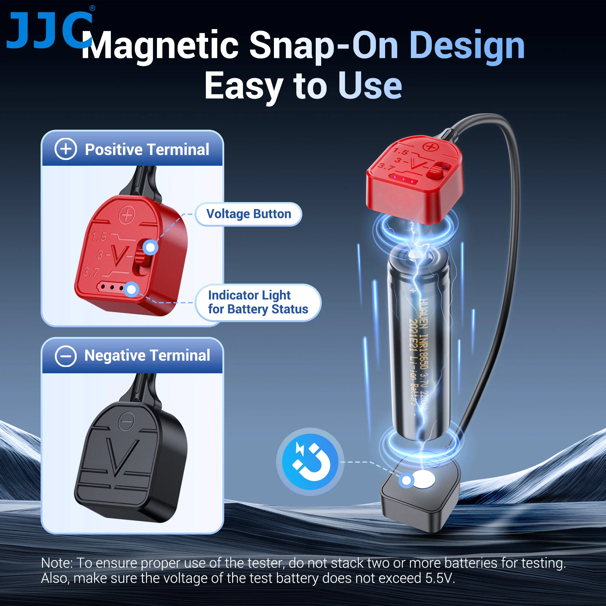JJC جهاز اختبار بطارية مدقق اختبار قدرة البطارية محلل مدقق البطارية العالمي لبطارية AA AAA C D 18650 CR2032 CR2025