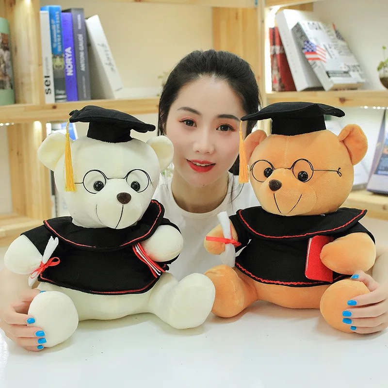 Hot Hooded Bear Doll Cute Dr. Bear Plush Toy Stuffed Soft Kawaii Teddy Bear Animal Dolls Graduation Gifts for Kids Children Girl