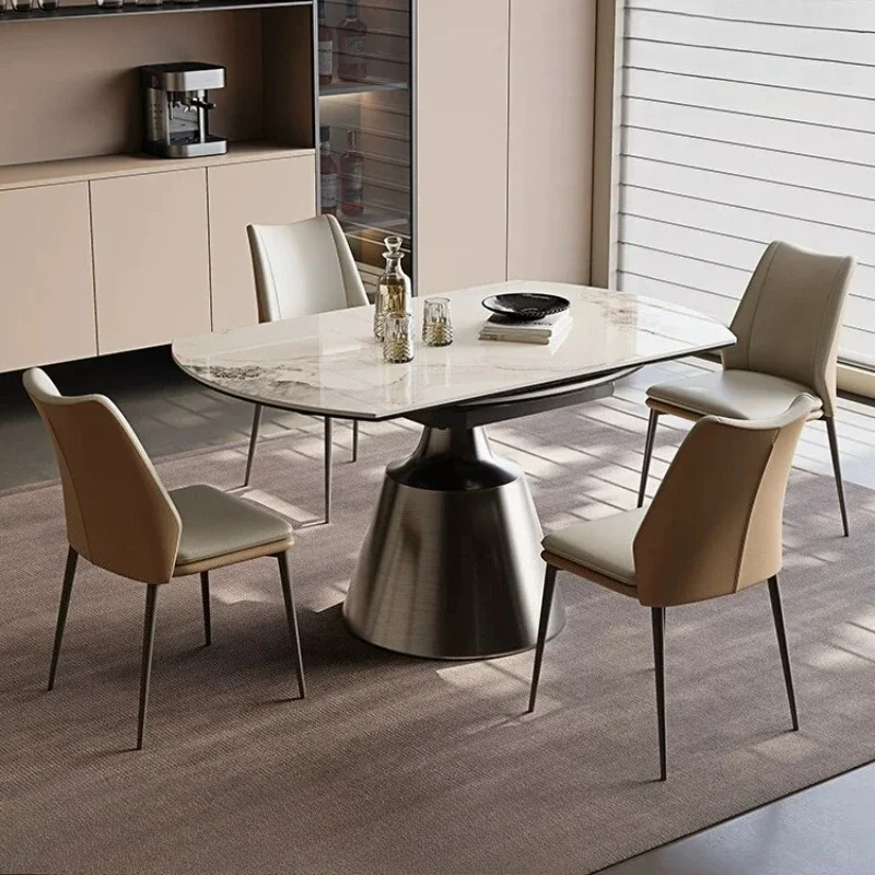 FG Luxury Sintered Stone Rock Dining Table Set Of 6 Chairs Folding Home Italian Style Dining Tables Kitcjen Pliante Desk Furnitu