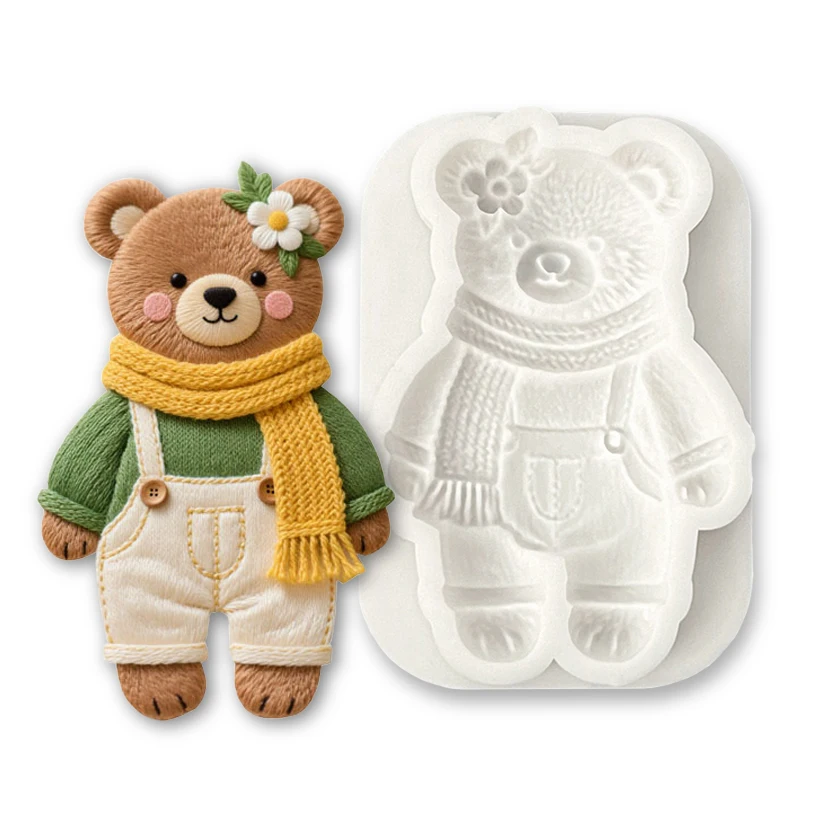 Bear Flower Silicone Sugarcraft Mold Chocolate Cupcake Baking Fondant Cake Decorating Tools