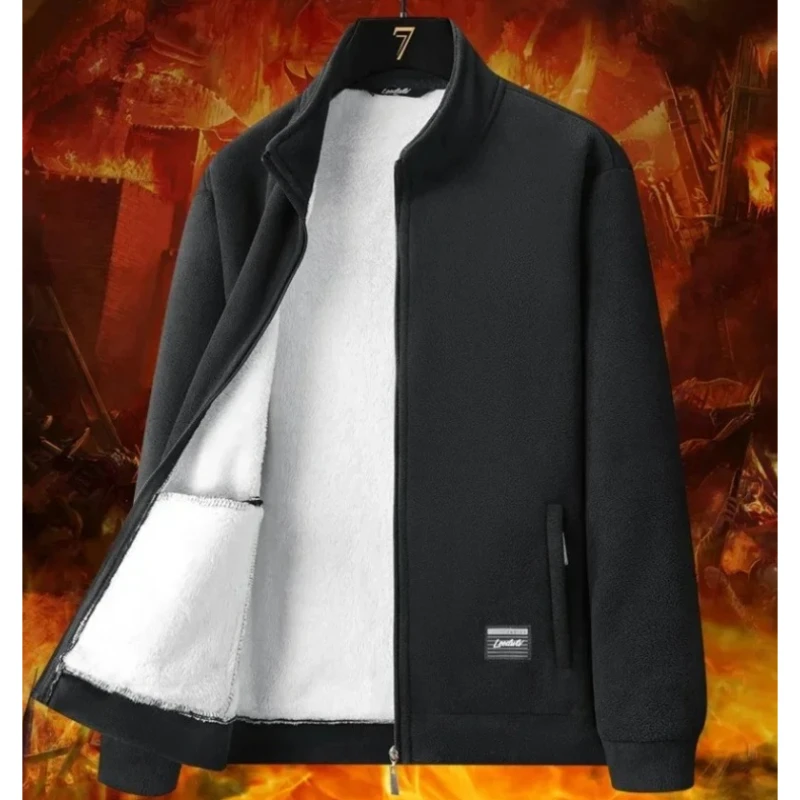 

Мужская флисовая куртка, осенне-зимняя парка на флисовой подкладке, мужская флисовая куртка с воротником-стойкой, утепленное теплое мужское пальто из овечьей кожи