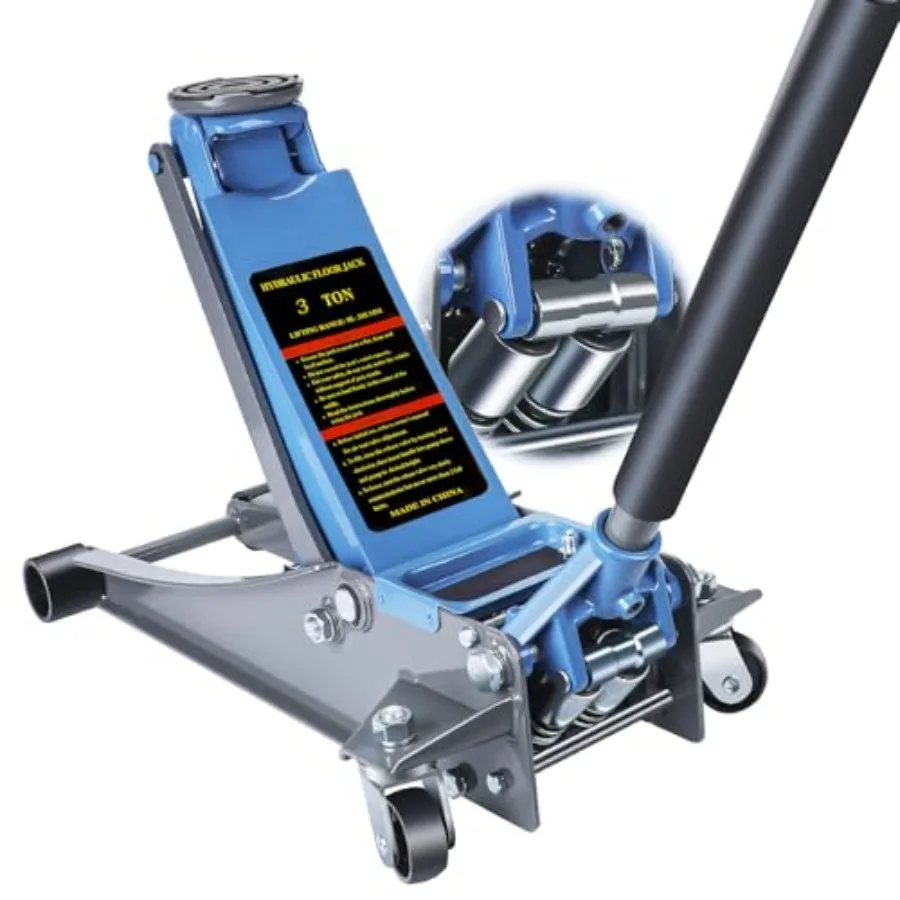 

3 Ton Floor Jack with Dual Pistons Quick Lift Pump6600 LBS Low Profile Carbon Steel Floor Jack Lifting Range 2.87"-19.69" for S