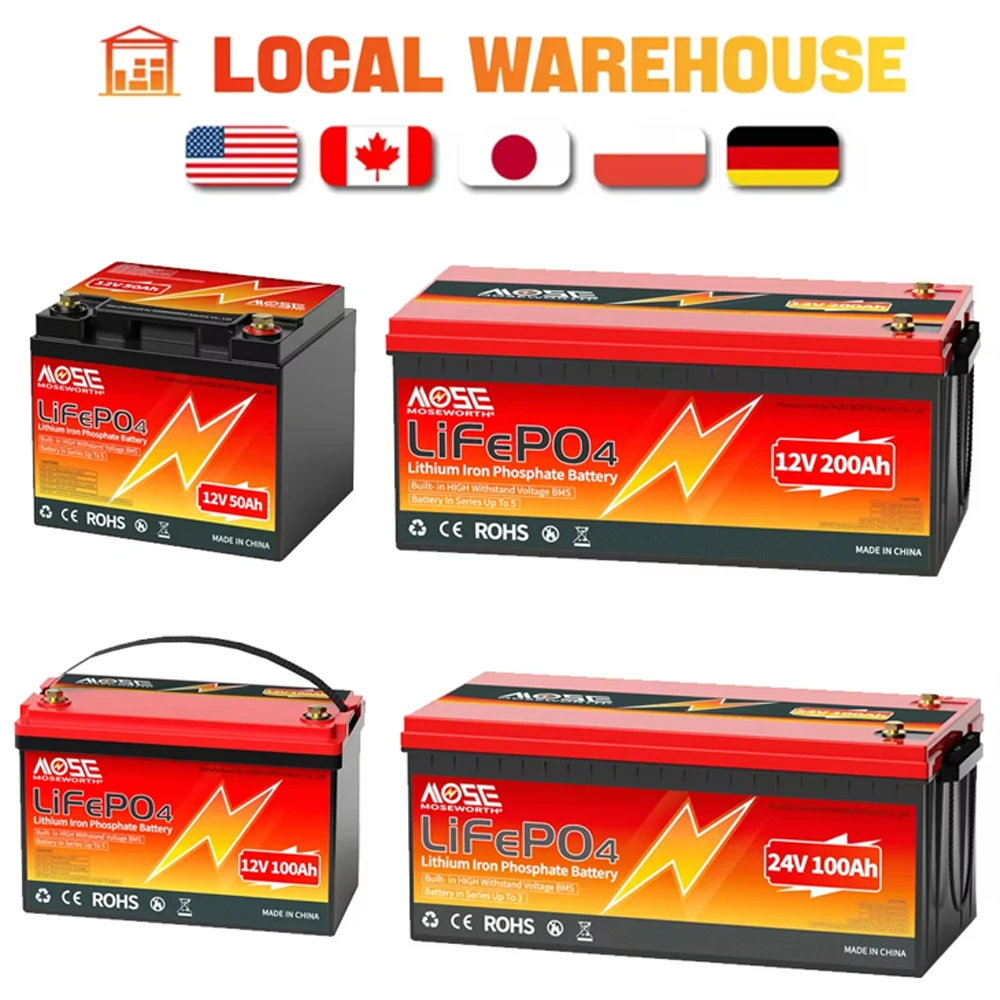 12V 20Ah 25Ah 50Ah 100Ah LiFePO4 Battery Pack Lithium Iron Phosphate Deep Cycle Battery With BMS 12.8V 200 300Ah Lithium Battery