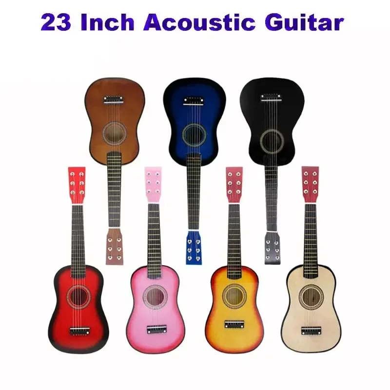 Mini 23-inch 6-string Solid Wood Multi-colored Beginner Universal Acoustic Guitar Instrument