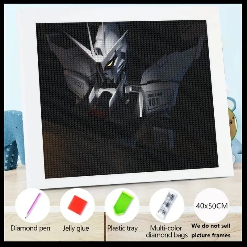 

1PC Large 5D Diamond Painting Kit, DIY Sci-Fi Mecha Robot Warrior Art, Full Drill Round Crystal Gem Painting Set, 40x50CM Canvas