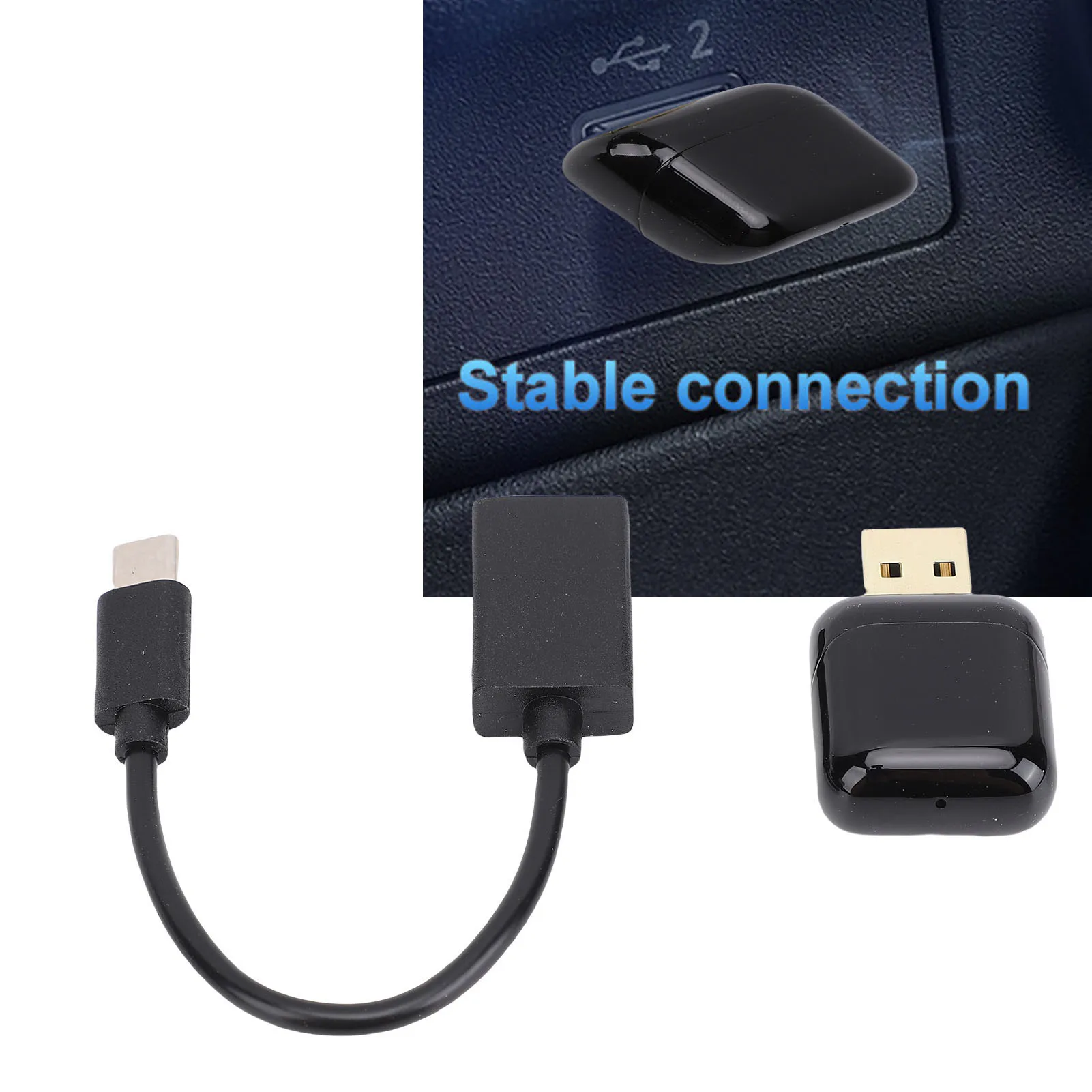 Car Wired to Wireless Adapter Wireless Adapter for CarPlay Quick Setup Auto Connect Plug and Play Car Wired to Wireless Adapter