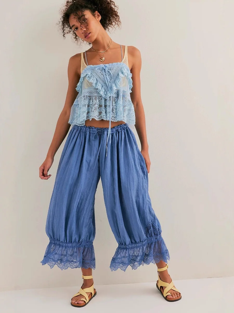 

Pure Color Lace Patchwork Small Strap oulder Bag Women's Street Sle Loose Fit ort Length Polyester Summer Faion