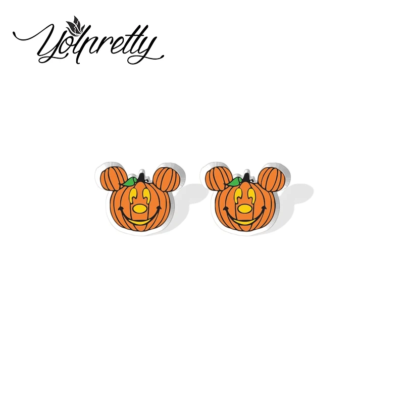 2024 New Fashion Halloween Mickey and Minnie Mouse Cosplay Epoxy Handcraft Acrylic Stud Earrings