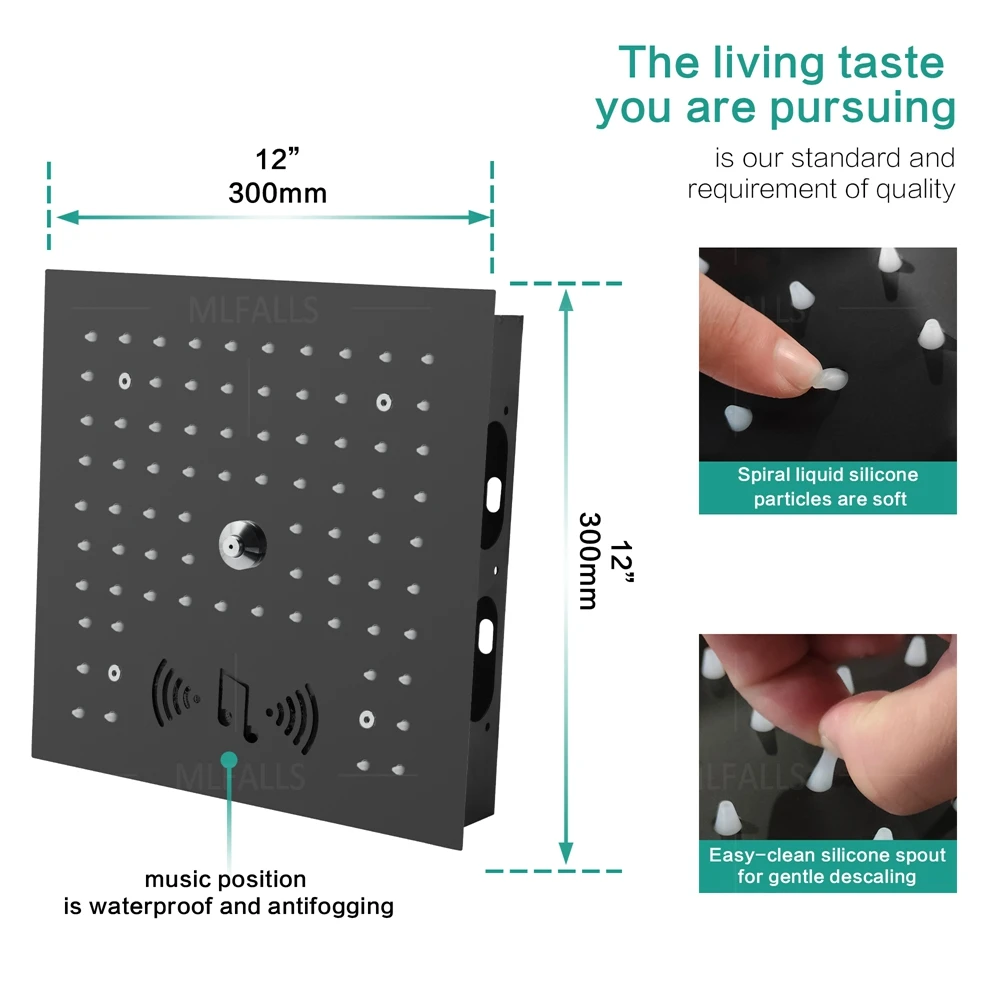 4 وظيفة صنبور أسود LED مجموعة صنبور دش ثرموستاتي #5