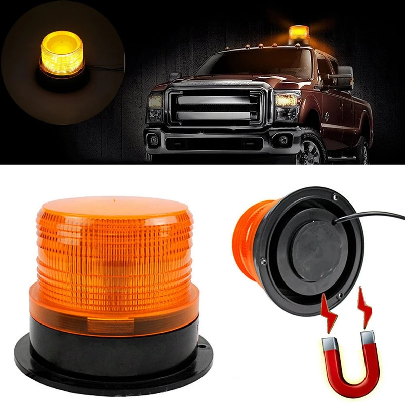 Car Strobe Emergency Warning Light, LED Rotating Flash Beacon Light, Orange Blue Red Traffic Indication Warning Lamp