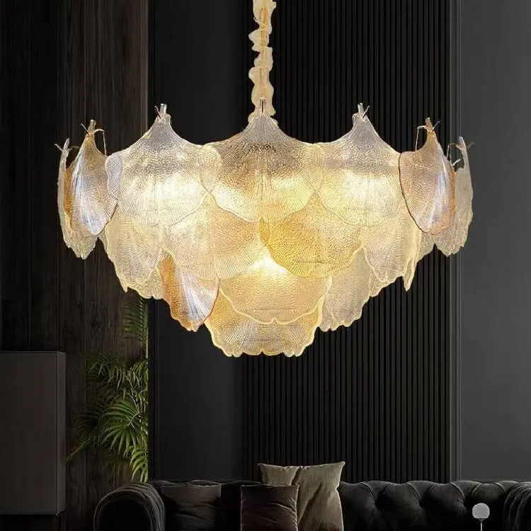 French Light Luxury Romantic Living Room Pendant Light Warm Cream Style High end Restaurant Princess Bedroom Ginkgo Leaf Net Red