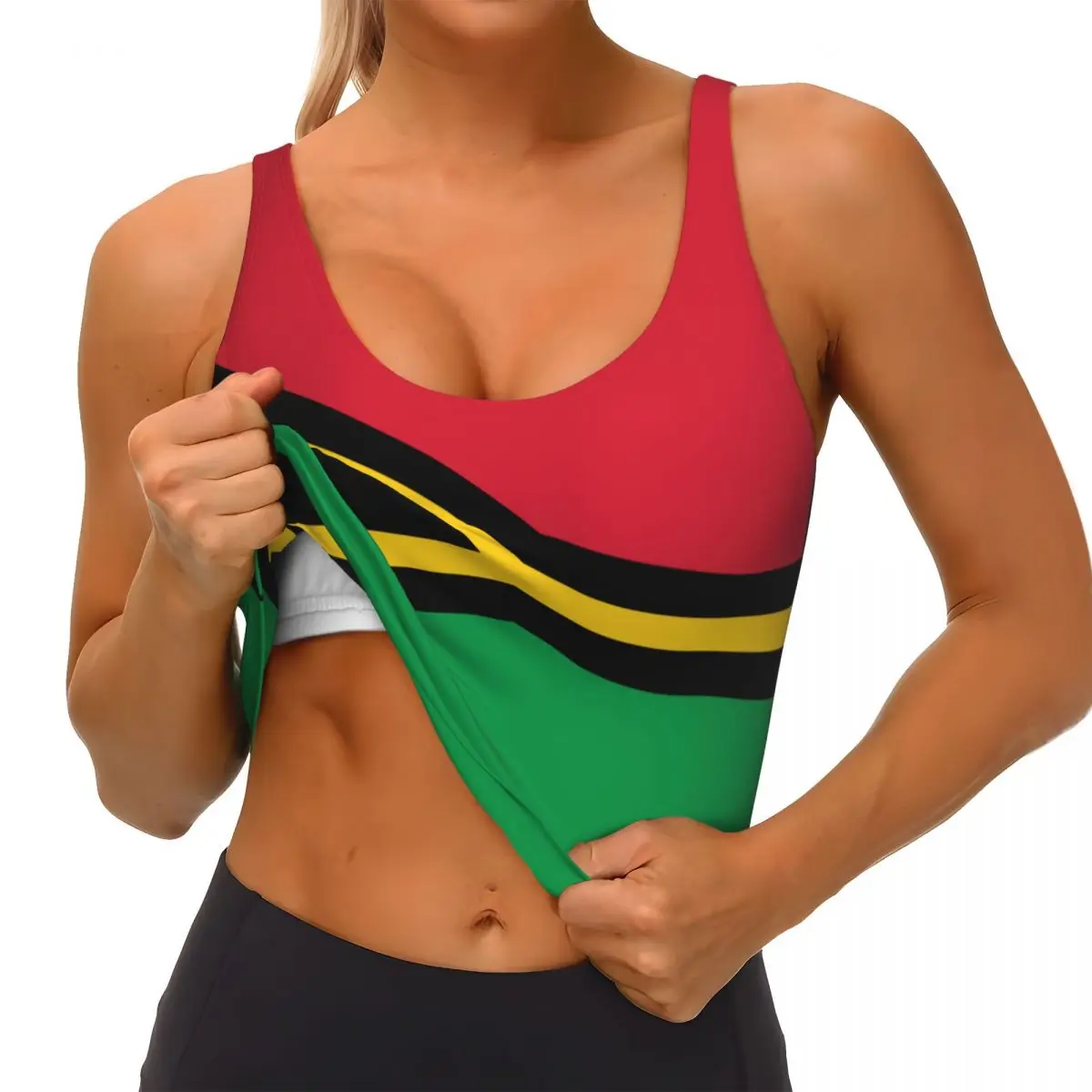 Tops básicos con bandera de Vanuatu para mujer Samba Sexy con cuello en V Yoga Fitness Tops deportivos