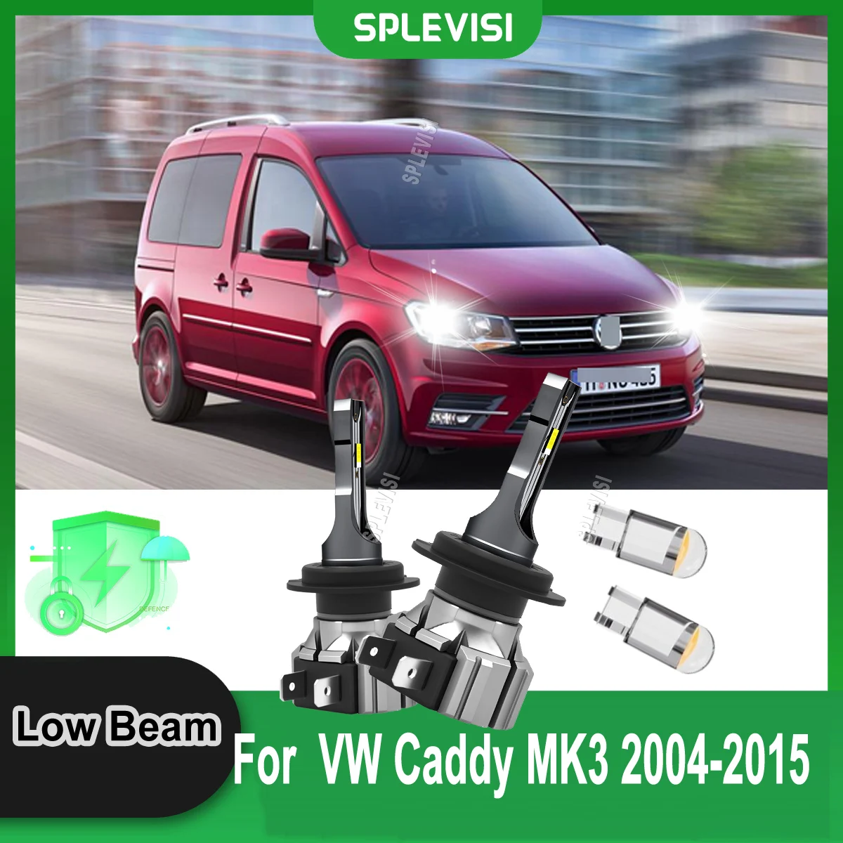 

H7 75W LED Xenon White Headlight Low Bulbs - Enjoy a Wider, More Even Spread Light For VW Caddy MK3 2004 2005 2006 2007-2015
