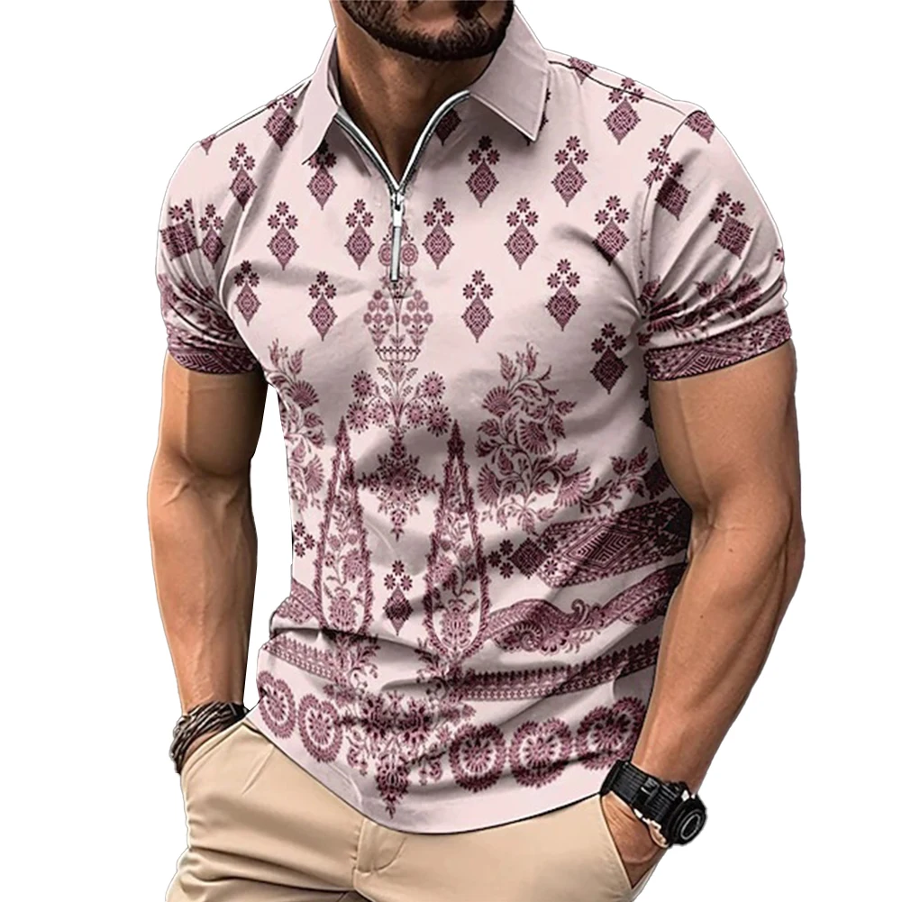 Shirt Tops Daily Blouse Business Casual Mens Muscle Office Polyester Print Regular Short Sleeve Universal Fashion