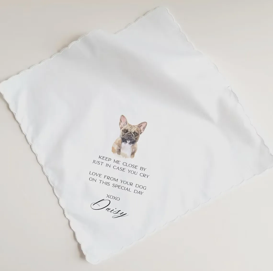 From Your Dog Wedding Handkerchief, Gift for the Bride, Gift for the Groom from their Dog, Pick Your Breed