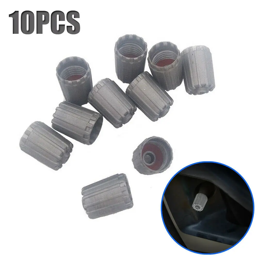 

10Pcs Tire Valve Stem Cap TPMS Dust Caps Grey Plastic Tyre Pressure Sensor Valve Cover Airdust Waterproof Car Accessories Nylon