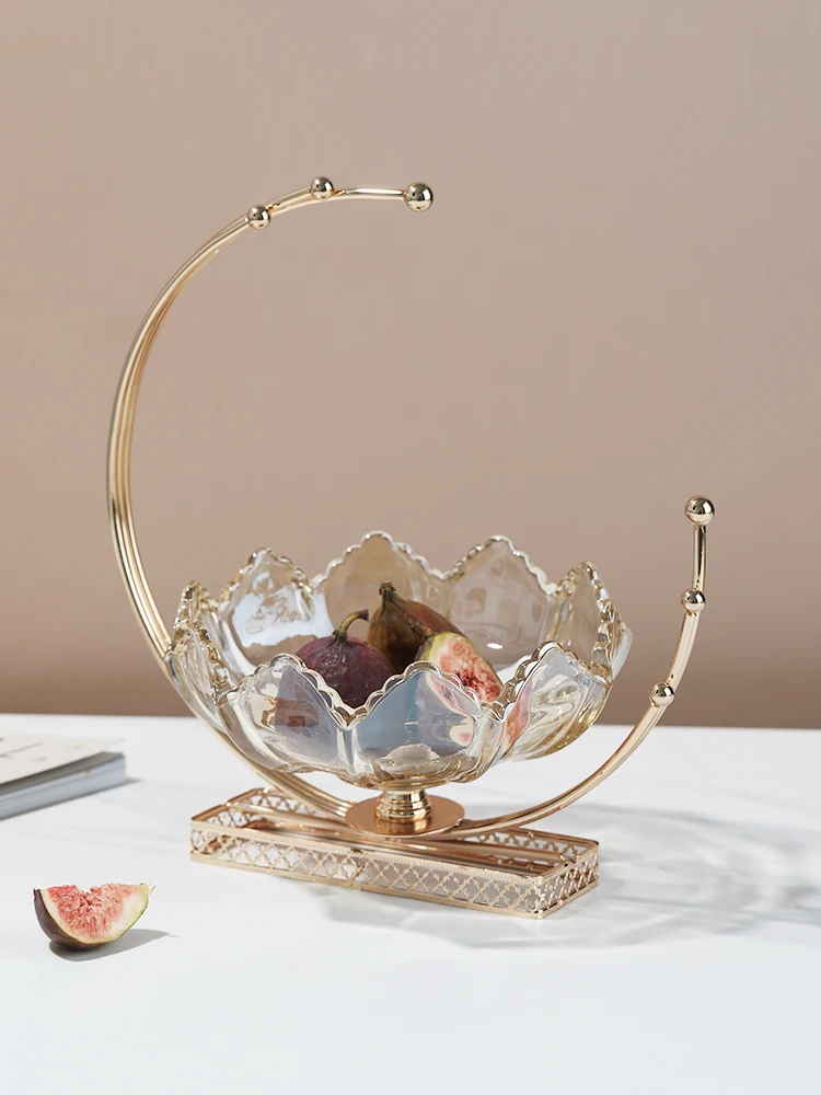 

Creative Luxury American Glass Fruit Tray for Home Living Room Coffee Table Dert Display Stand Decoration Plate Tray