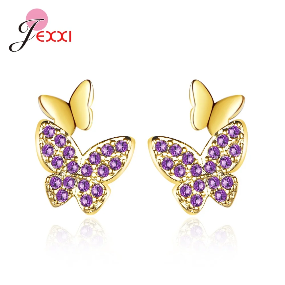 Hot Sale 925 Sterling Silver Butterfly Stud Earrings For Women Girls Sweet Romantic Birthday Party Jewelry Gift Earring Stud